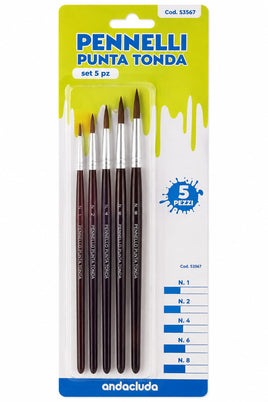 Set di 5 pennelli a punta tonda, ideale per pittura,