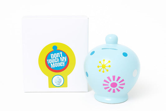 🔵Salvadanaio azzurro decorati