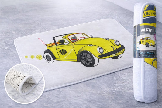 Tappeto da bagno Design Auto Cabrio Gialla 45×75 cm