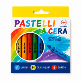 Pastelli a Cera Monkids – 24 Colori Ø 6 mm