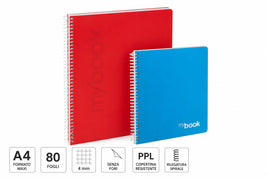 Quaderno Spiralato Mybook A4 – 80 Fogli – Quadretti 4 mm