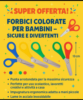 Forbici 4 colori assortiti 13 cm